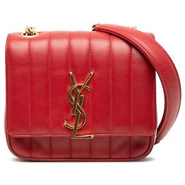 Picca borsa a catena Vicky in pelle di agnello monogrammed rossa Saint Laurent
