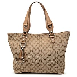 Borsa Tote Gucci GG Canvas Icon Bit Marrone