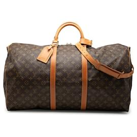Borsa da viaggio Louis Vuitton Monogram Keepall Bandouliere 60 Marrone