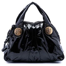 Borsa Satchel Gucci Hysteria Large in vernice nera
