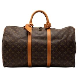 Borsa da viaggio Louis Vuitton Monogram Keepall Bandouliere 50 Marrone