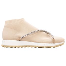 Sneaker a calzino Jimmy Choo beige con cristalli Taglia 40