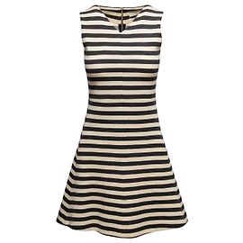 Chloé Mini abito senza maniche a righe in lana Chloe Nero & Crema Taglia FR 34