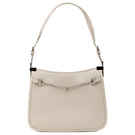 Weiße Gucci Small Calfskin Slim Horsebit Schultertasche