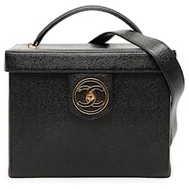 Borsa vanity box Chanel CC in pelle caviar nera
