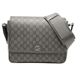 Gucci Medium GG Supreme Ophidia Messenger Bag Grau