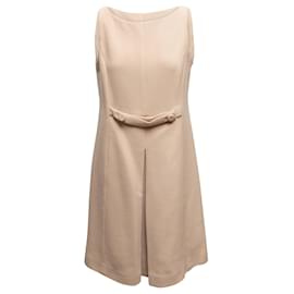 Vestido shift sin mangas de lana virgen Prada color Tan Talla IT 46