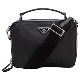 Borsa a tracolla in pelle Saffiano nera Prada