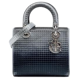 Lady Dior Satchel Medium Ombre Metallic Silber in Patent Microcannage