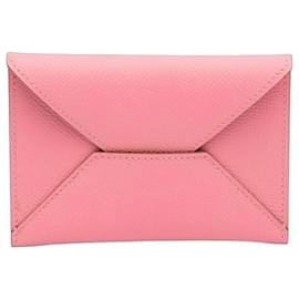 Tarjetero sobre Hermès Epsom rosa MM