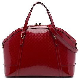 Borsa Satchel Gucci Large Microguccissima in vernice rossa