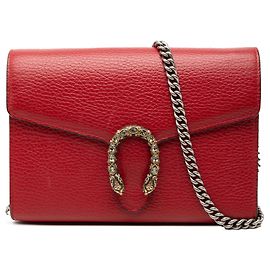 Borsa a tracolla Gucci Dionysus in pelle di vitello rossa con catena