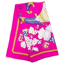 Rosa Hermès Fleurs et Raisins Seidentuch 90 Scarves