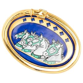 Blue Hermès Enamel Chevaux Pin Brooch