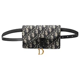Blauer Dior Oblique Canvas Saddle Gürteltasche