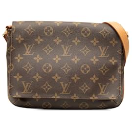 Borsa a tracolla Louis Vuitton Monogram Musette Tango con tracolla corta marrone
