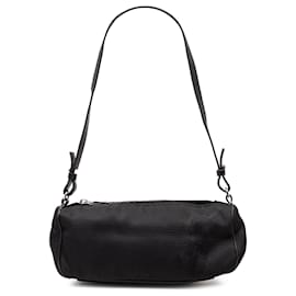 Bolsa de ombro nylon com logotipo preto Saint Laurent
