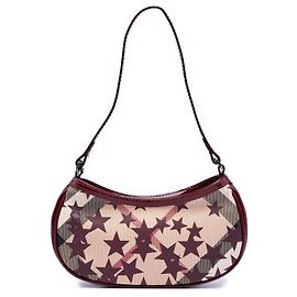 Borsa a tracolla hobo Burberry Mini Supernova Check in tela rivestita beige con stelle