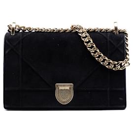 Borsa a tracolla Diorama piccola in velluto nero Dior