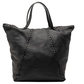 Tote de cervo con ribete Intrecciato negro Bottega Veneta