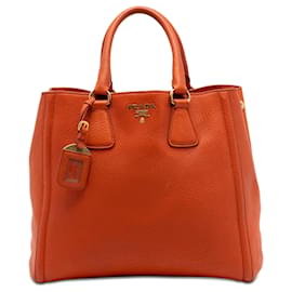 Borsa Tote Convertible Aperta Prada Vitello Daino Arancione
