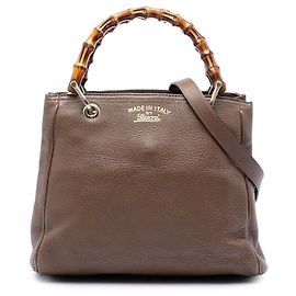 Borsa shopper Gucci Small in pelle di vitello Bamboo marrone
