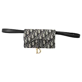 Bolso de cintura Dior Oblique Canvas Saddle azul