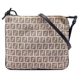 Borsa a tracolla in tela Fendi Zucchino beige