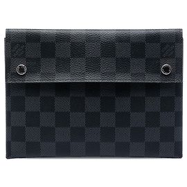 Clutch Louis Vuitton Damier Graphite Alpha Pochette MM Nera