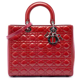 Borsa Lady Dior Large in vernice cannage rosa
