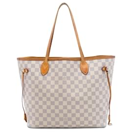 White Louis Vuitton Damier Azur Neverfull MM Tote Bag
