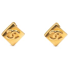 Orecchini a clip a forma di rombo placcati oro Gold Chanel CC