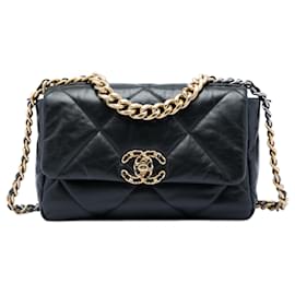 Borsa Chanel 19 in agnello nero, misura Medium