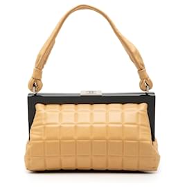 Beige Chanel CC Chocolate Bar Lambskin Frame Handbag