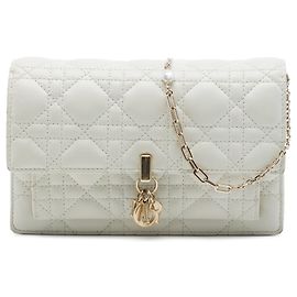 Borsa a tracolla My Dior Daily Chain Pouch in agnello bianco cannage Dior