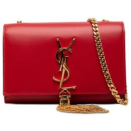 Borsa a tracolla Kate Small in pelle di vitello liscia con monogramma rosso Saint Laurent