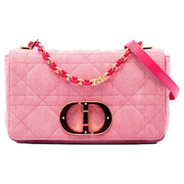Borsa Dior Medium Denim Macrocannage Caro Rosa