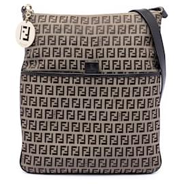 Borsa a tracolla Fendi Zucchino in tela marrone