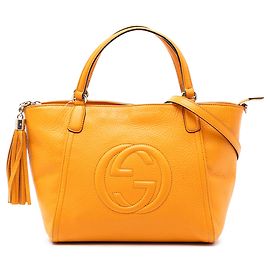 Borsa satchel Gucci Soho Cellarius in pelle di vitello giallo