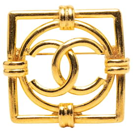 Spilla quadrata Chanel CC placcata oro