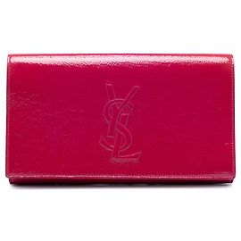 Clutch Belle De Jour Large en Charol Texturizado Rosa Saint Laurent