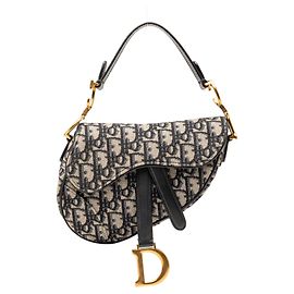 Bolso Saddle Dior Mini Oblique en lona azul