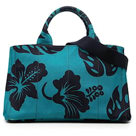 Borsa Tote e Borsa Satchel Prada Blue Canvas Canapa Hawaii