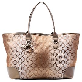 Tote Gucci GG Lurex Heart Bit marron