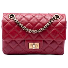 Borsa a tracolla 224 Reissue 2.55 in pelle di vitello invecchiata trapuntata rossa Chanel
