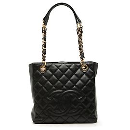 Schwarzer Chanel Caviar Petite Shopping Tote