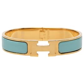 Blue Hermès Narrow Enamel Clic H Bracelet PM