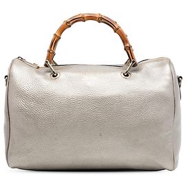 Bolso Boston Gucci Medium de piel de becerro Bamboo color oro Satchel