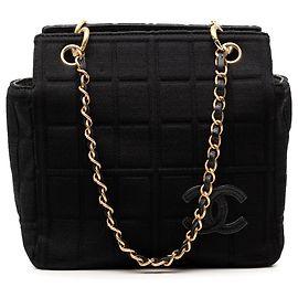 Chanel Jersey CC Chocolate Bar Schultertasche Schwarz