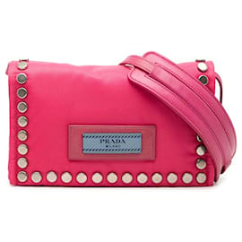 Borsa a tracolla Prada Tessuto Etiquette rosa